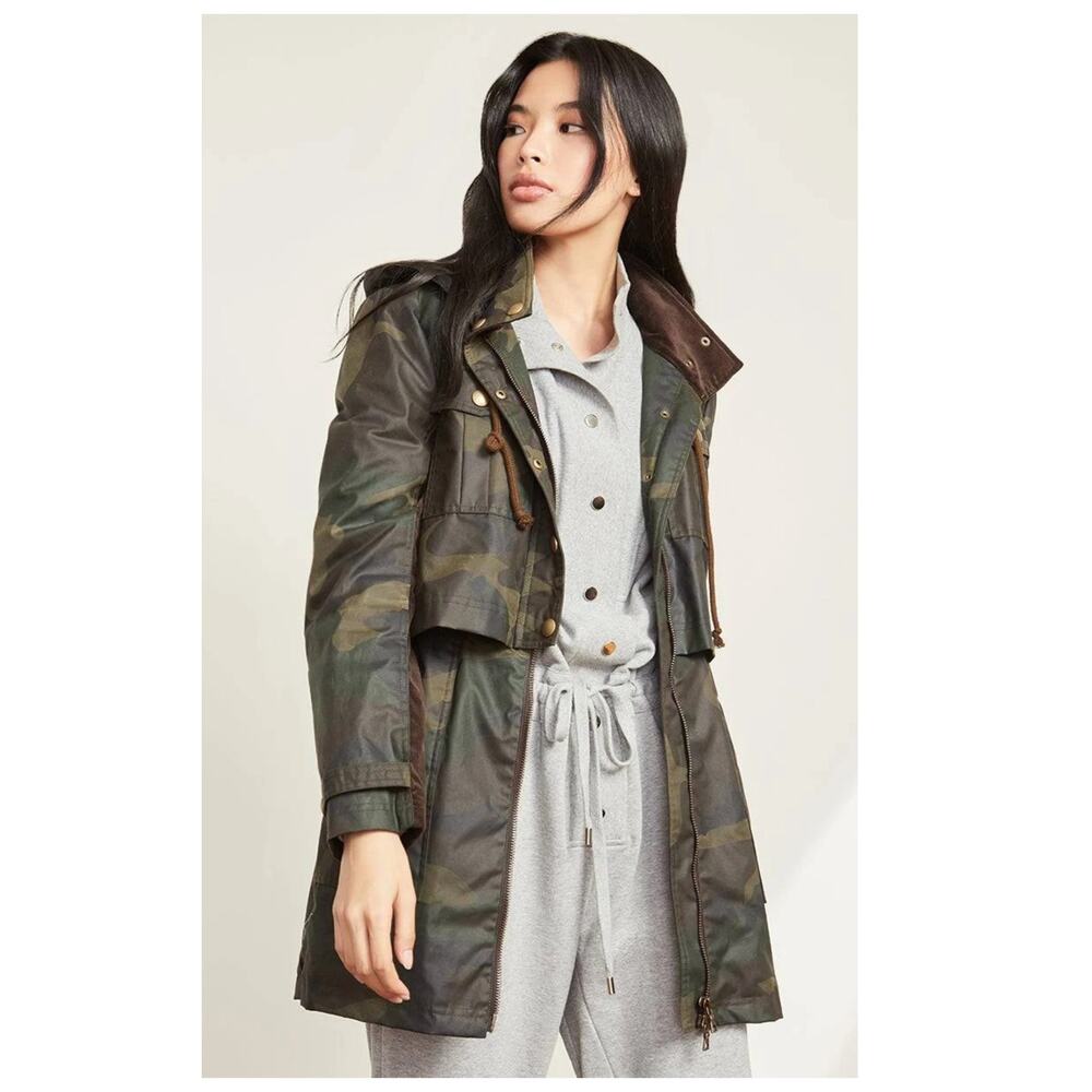VERONICA BEARD Jemari Camouflage-Print Cotton-Canvas Parka Size 00